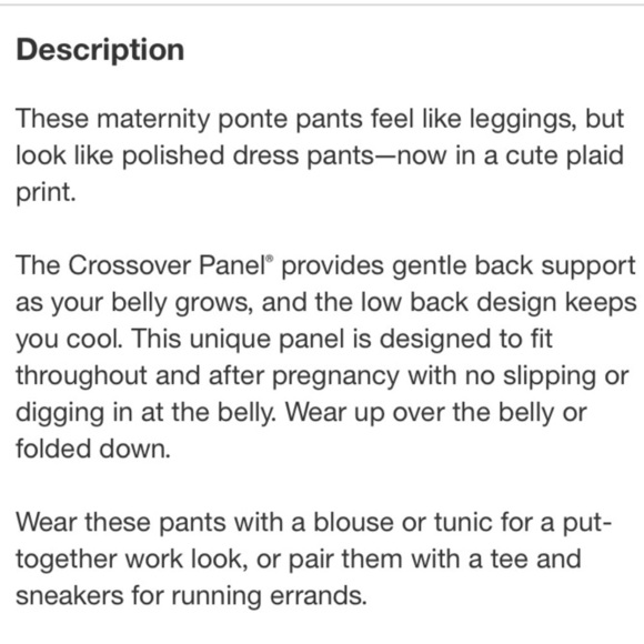 Isabel Maternity Crossover Panel Ponte Pants - Black Plaid - Picture 15 of 16